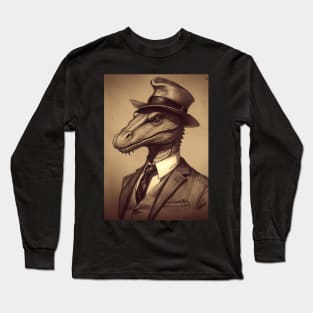 Cool Dragon in Suit and Hat Long Sleeve T-Shirt